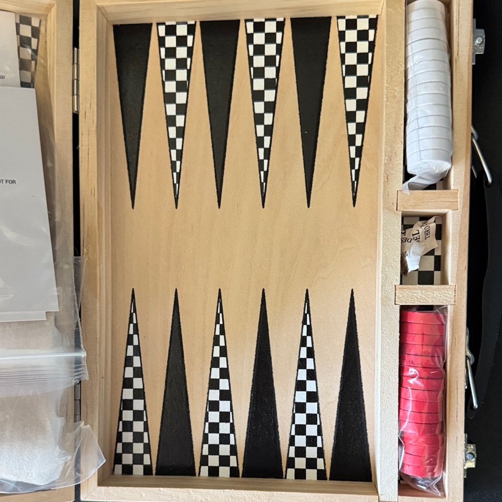Vans Travel Backgammon Set Checkerboard New Never Used Rare Limited - Picture 3 of 5